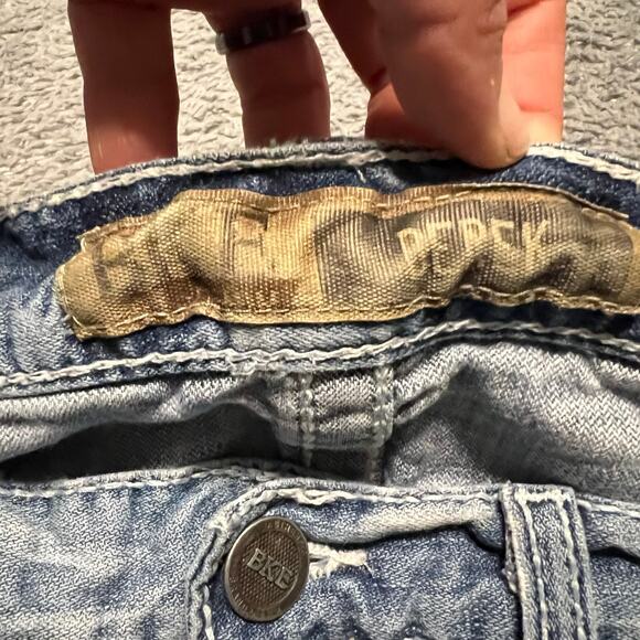 BKE Derek Jeans Mens 33 Blue Straight Leg Thick Stitch Denim Western (33x31.5) - Picture 5 of 11